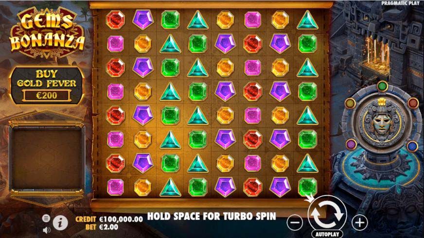 Screenshot of the Gems Bonanza slot by Pragmatic Play