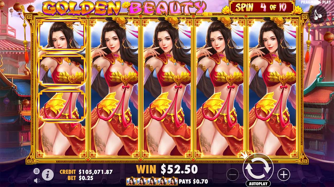 Screenshot of the Golden Beauty slot by Pragmatic Play
