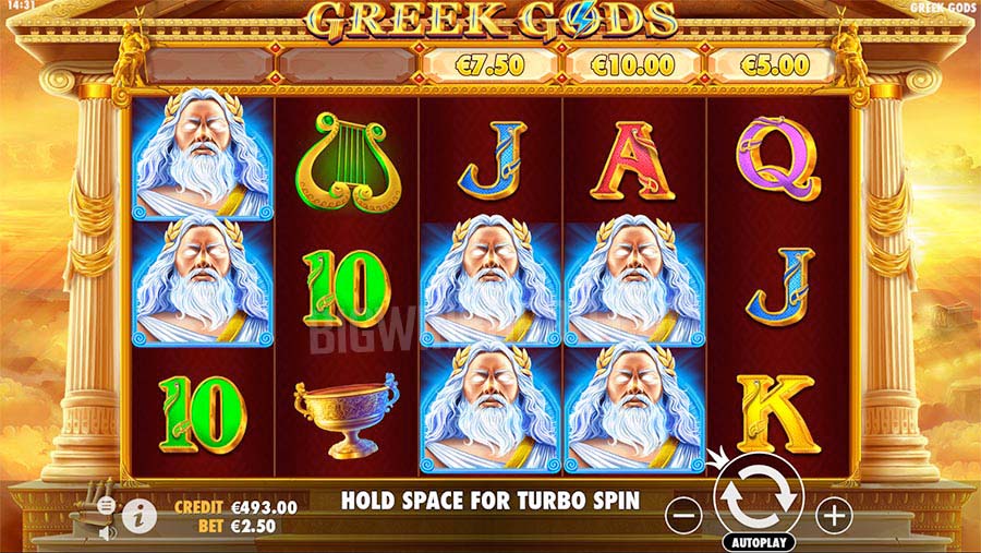 Screenshot of the Greek Gods slot by Pragmatic Play