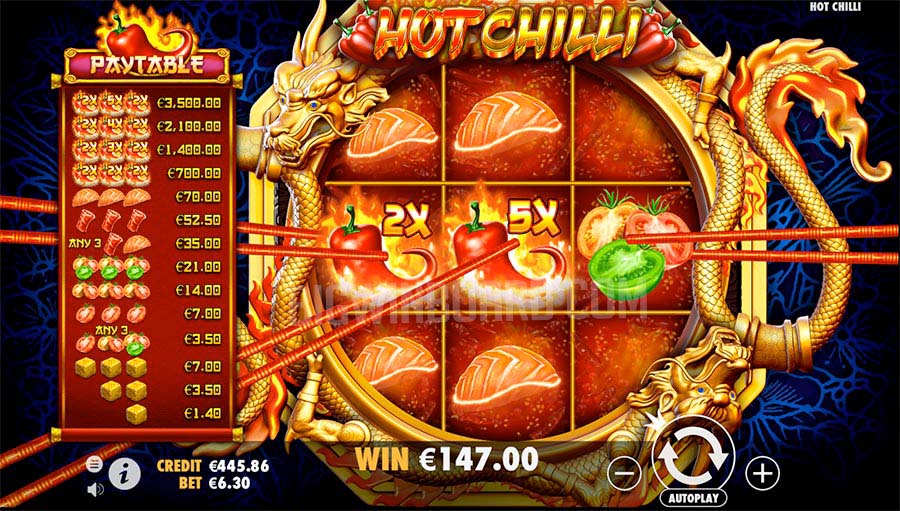 Screenshot of the Hot Chilli slot by Pragmatic Play