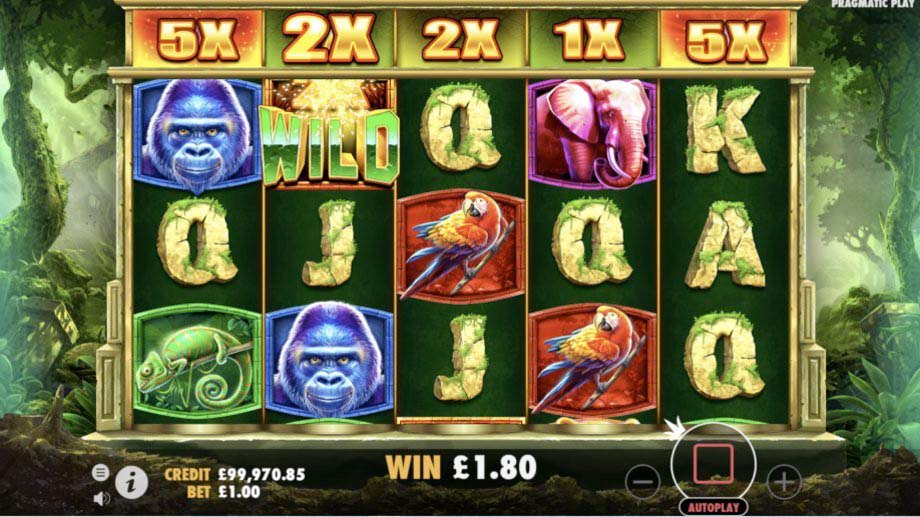 Screenshot of the Jungle Gorilla slot by Pragmatic Play