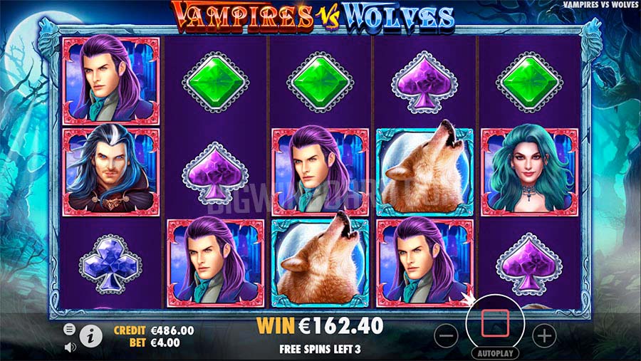 Screenshot of the Vampires Vs Wolves slot by Pragmatic Play