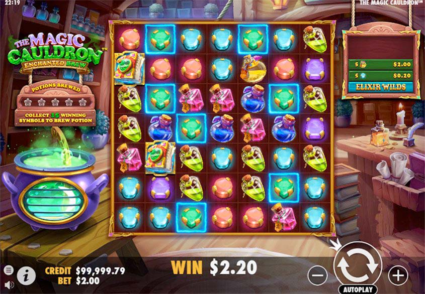 Screenshot of the Witches Cauldron slot by Pragmatic Play