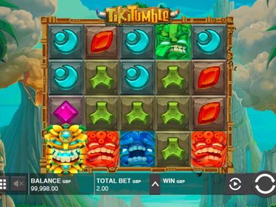 Screenshot of the Tiki Tumble slot by Push Gaming