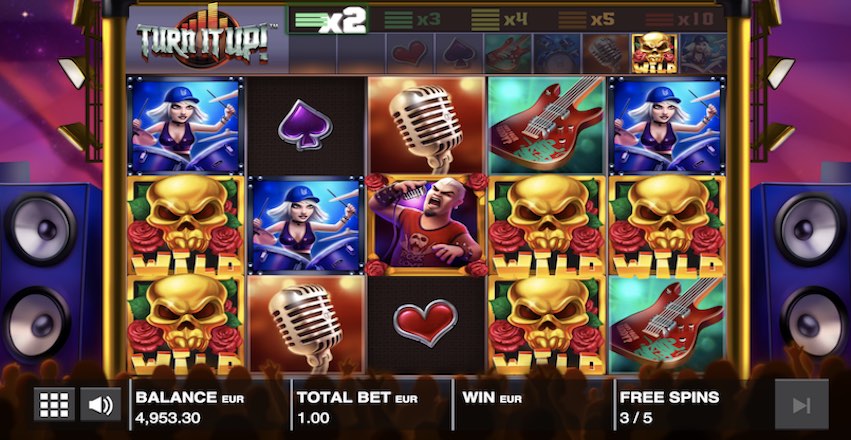 Screenshot of the Turn It Up slot by Push Gaming