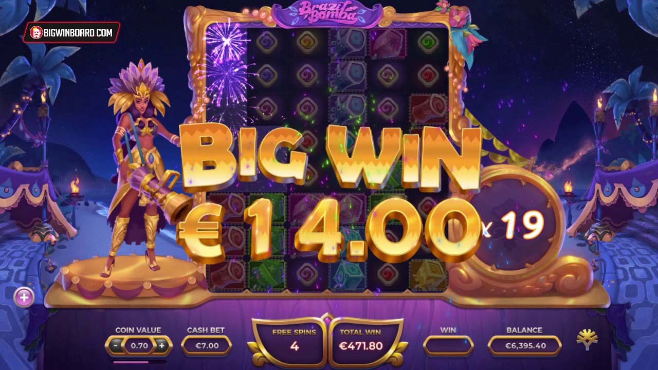 Screenshot of the Brazil Bomba slot by Yggdrasil Gaming