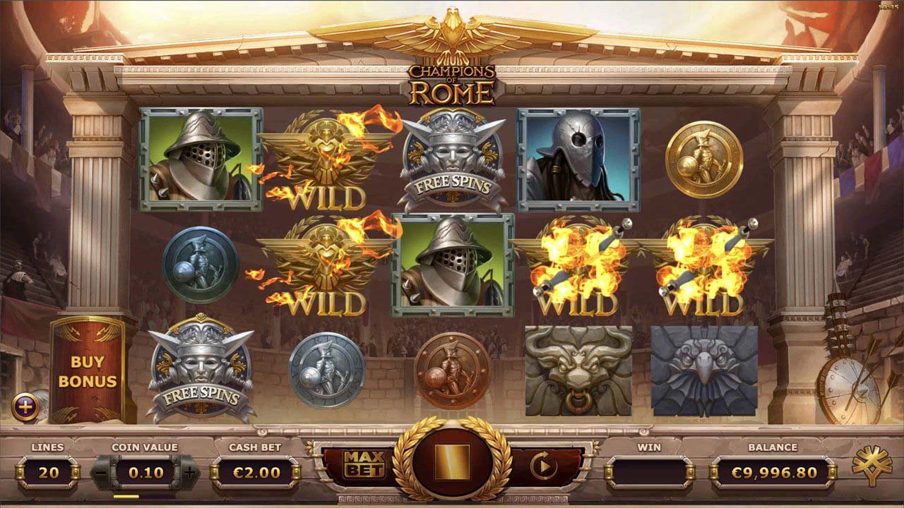 Screenshot of the Champions of Rome slot by Yggdrasil Gaming