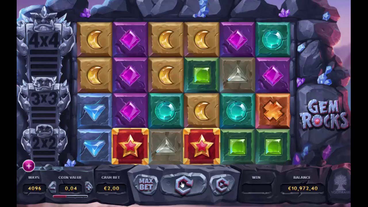 Screenshot of the Gem Rocks slot by Yggdrasil Gaming