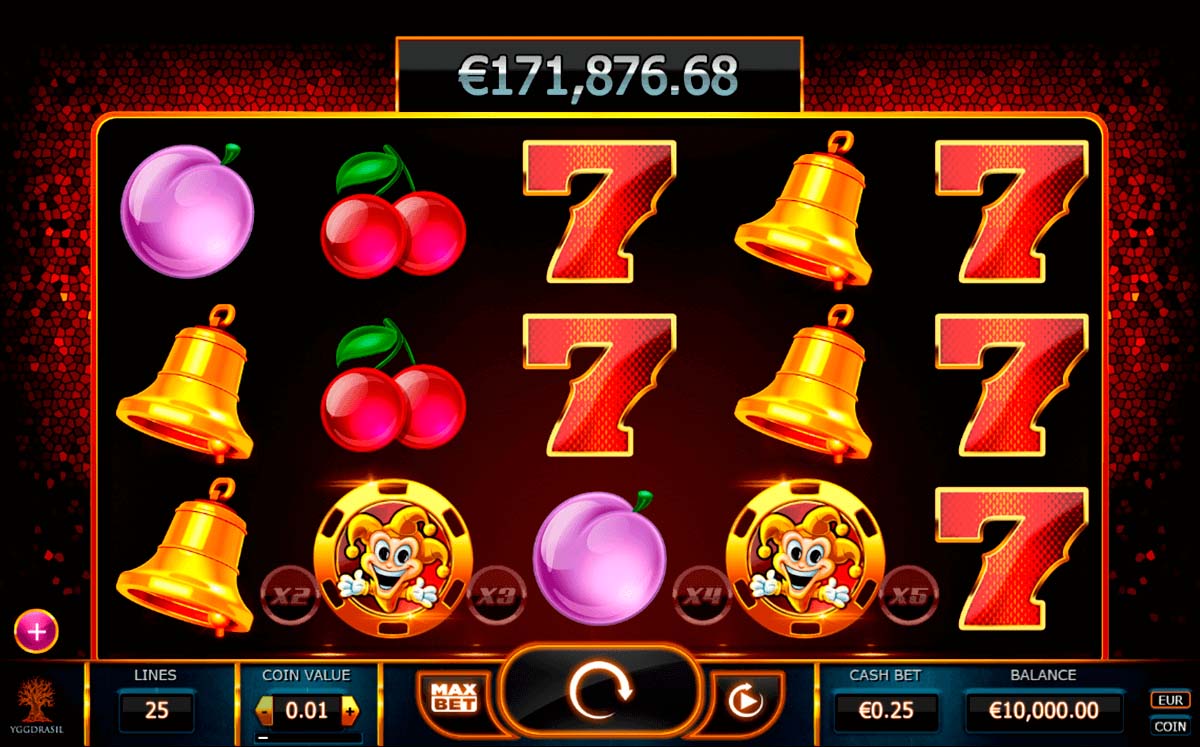 Screenshot of the Joker Millions slot by Yggdrasil Gaming