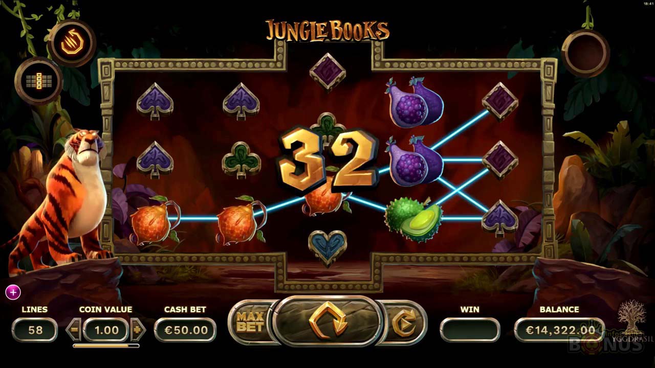 Screenshot of the Jungle Books slot by Yggdrasil Gaming