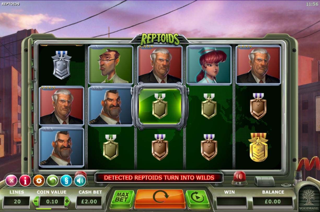 Screenshot of the Reptoids slot by Yggdrasil Gaming