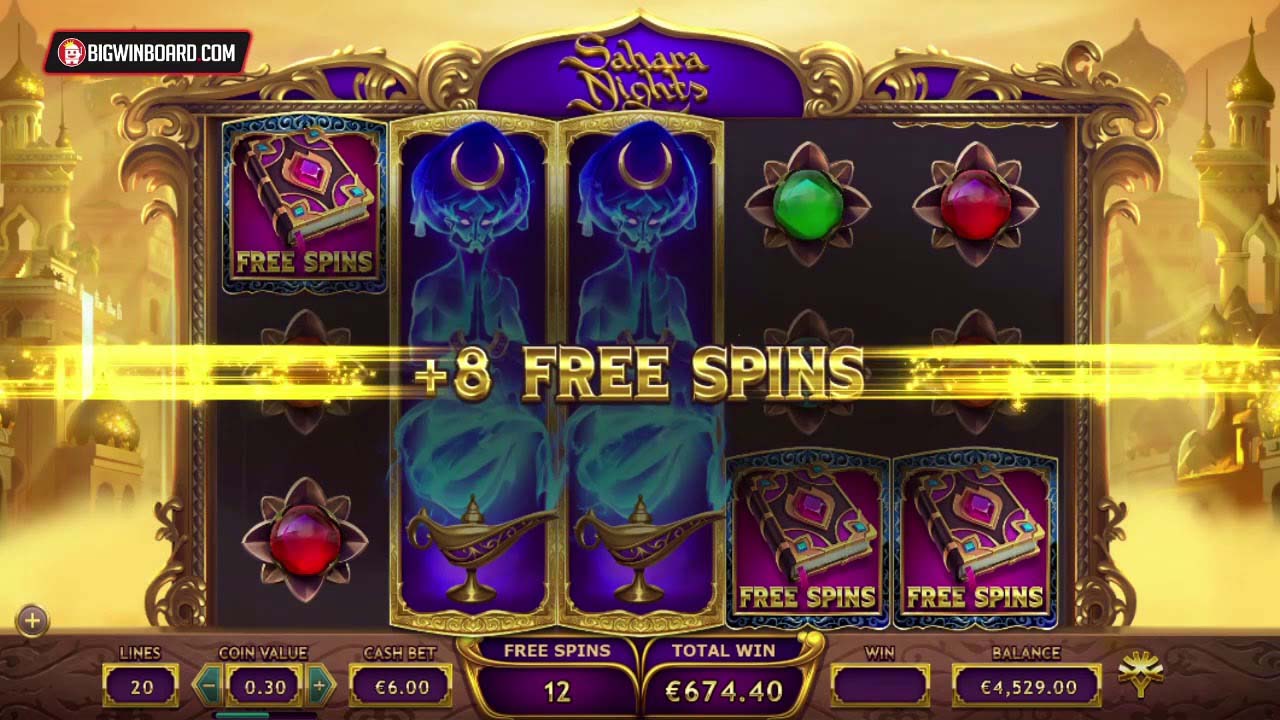 Screenshot of the Sahara Nights slot by Yggdrasil Gaming