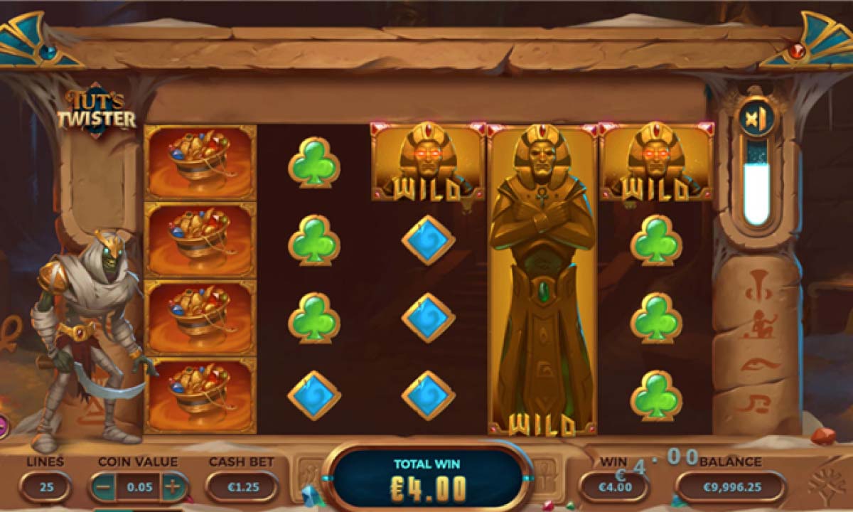 Screenshot of the Tut's Twister slot by Yggdrasil Gaming