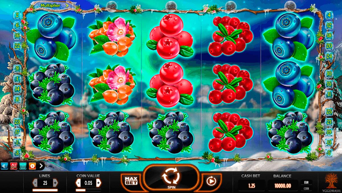 Screenshot of the Winterberries slot by Yggdrasil Gaming